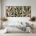 Zestaw obrazy w ramie, plakaty - liście, rośliny, abstrakcja - rama czarna