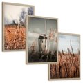 Zestaw obrazy w ramie, plakaty - krajobraz, wiatrak, natura - rama drewno