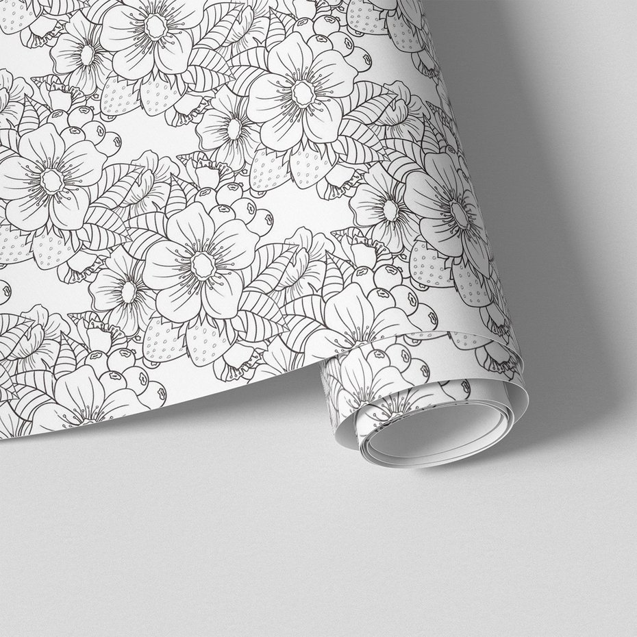 Tapeta - kwiaty, liście, jagody