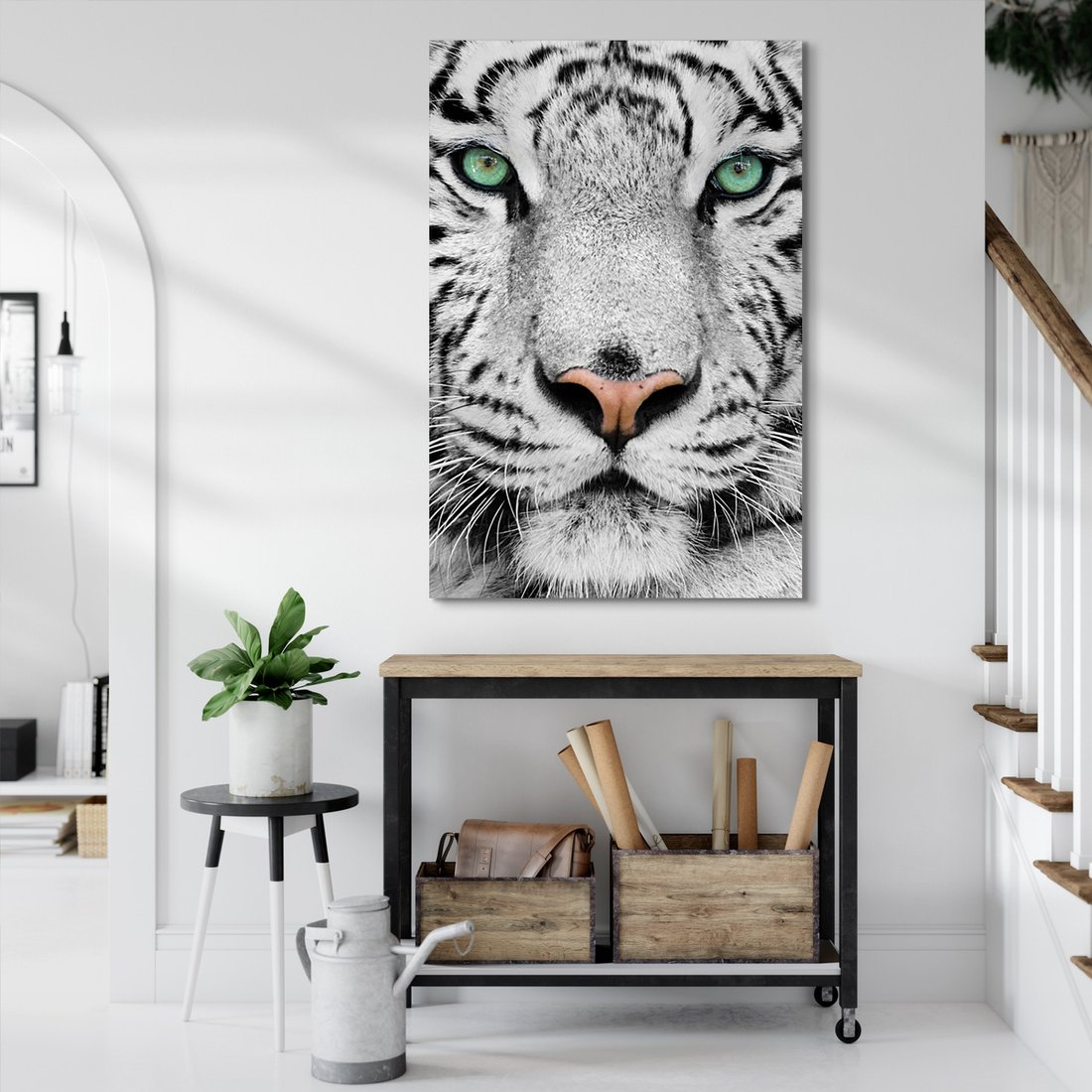 Obraz na płótnie - tygrys, biały, zwierzę