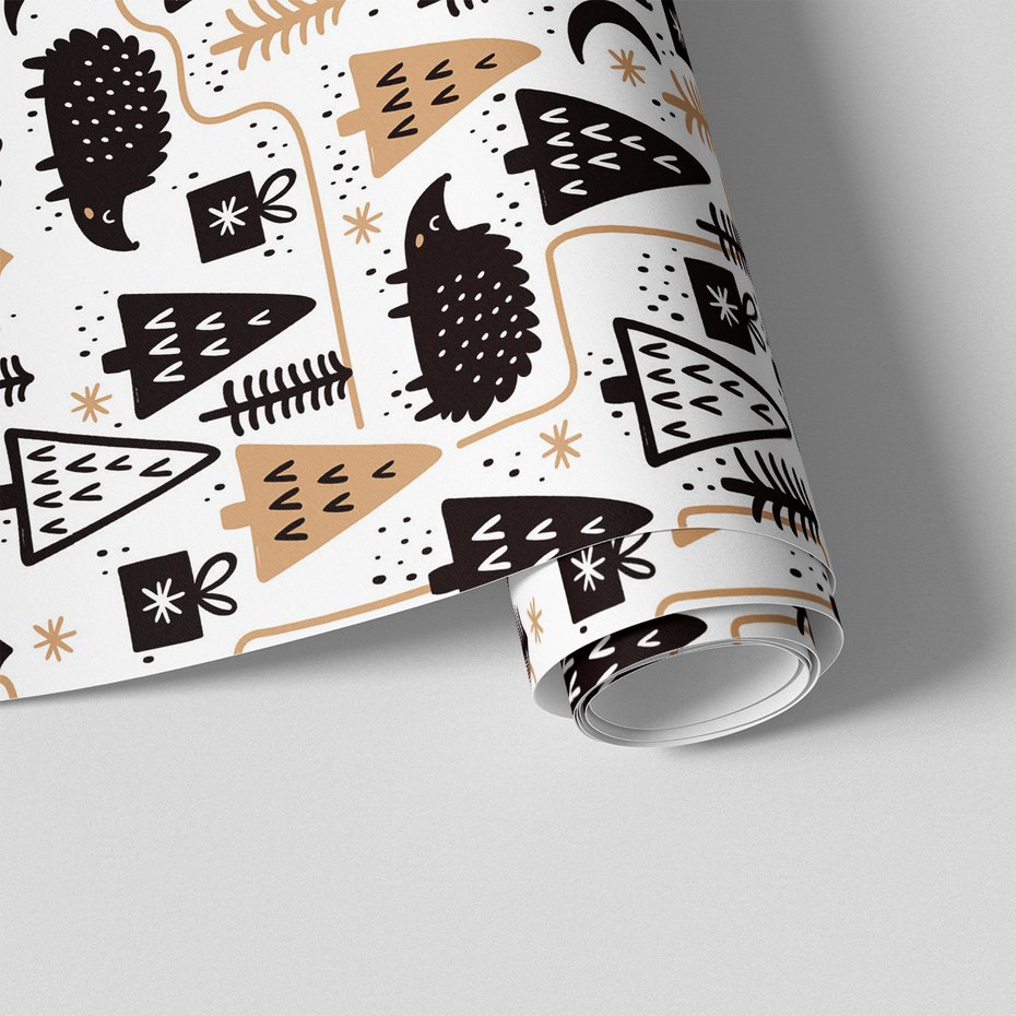 Tapeta - dziecięca, jeże, prezenty, drzewa