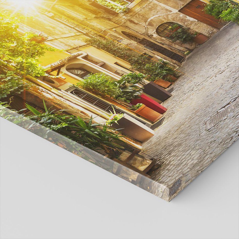 Obraz na płótnie - uliczka, budynki, słońce