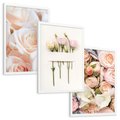 Zestaw obrazy w ramie, plakaty - kwiaty, róże, pastelowe - rama biała