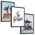 Zestaw obrazy w ramie, plakaty - plaża, budka ratownicza, morze - rama czarna