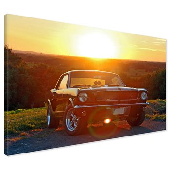 Obraz na płótnie - Mustang, Samochód, Zachód słońca