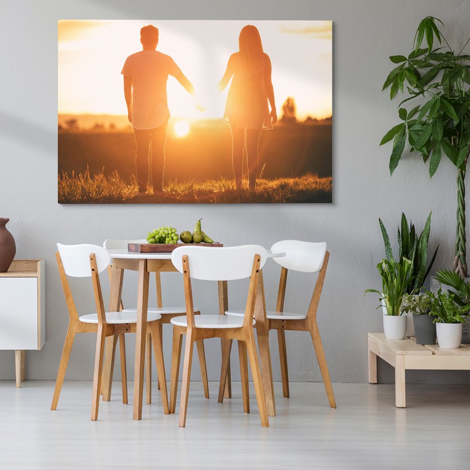 Obraz na płótnie - zachód słońca, miłość, para