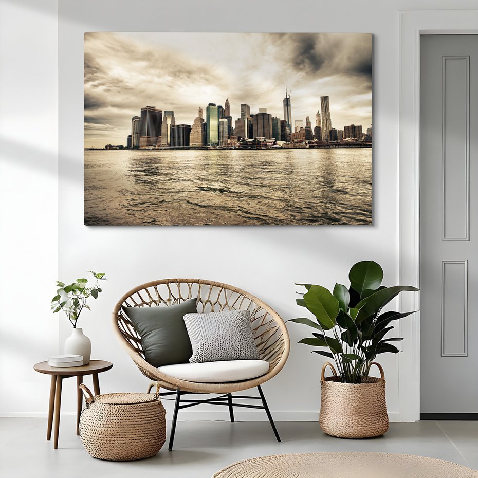 Obraz na płótnie - miasto, woda, budynki