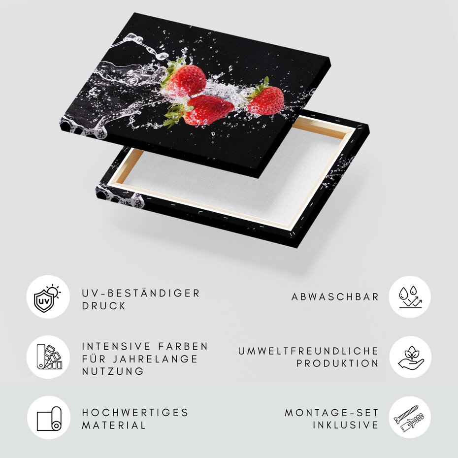 Obraz na płótnie - truskawki, woda, owoce