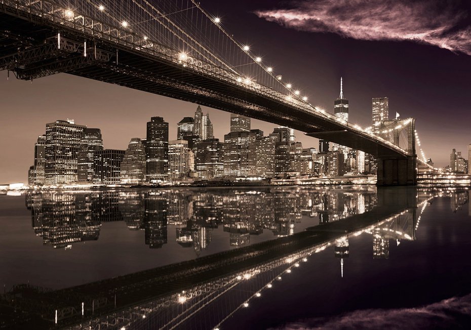 Fototapeta - most, miasto, noc