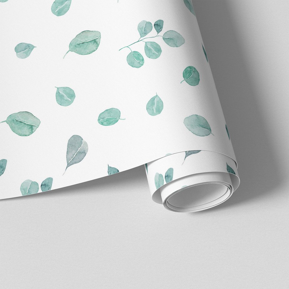 Tapeta - liście, gałązki, akwarela