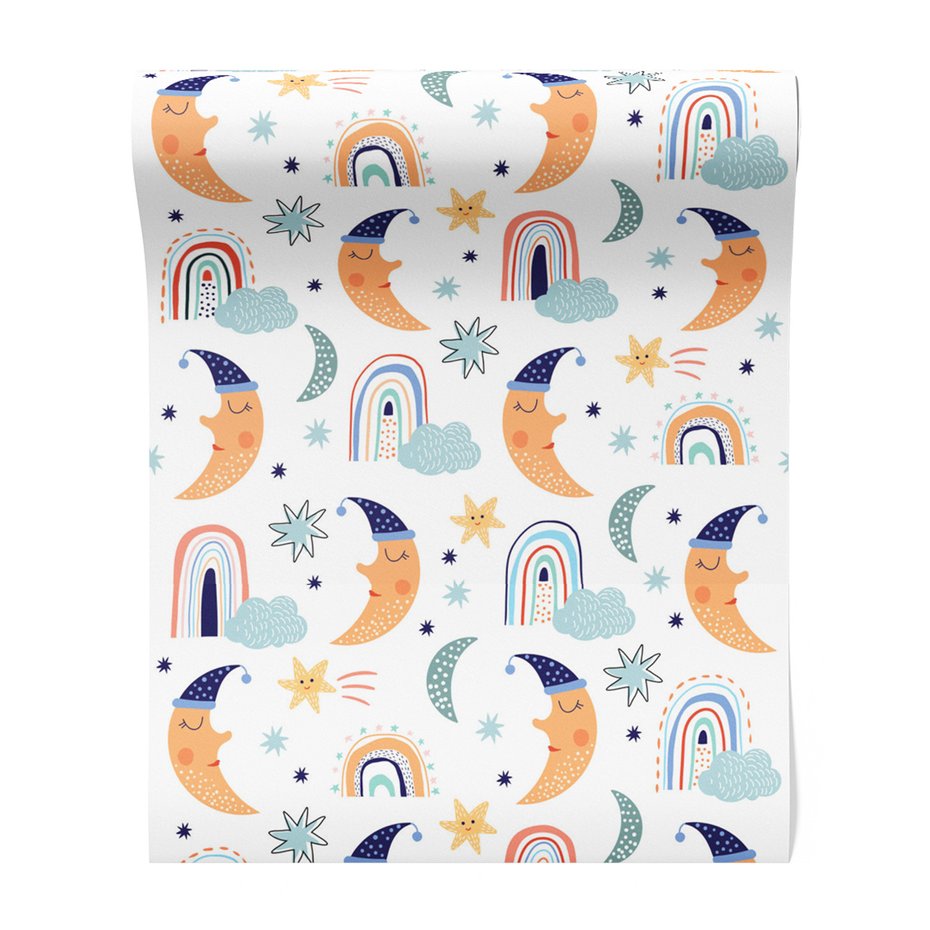 Tapeta - dziecięca, księżyc, sen, chmura