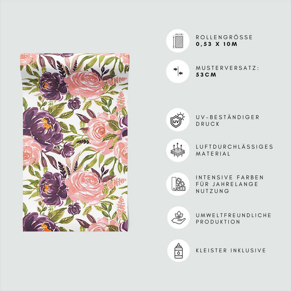 Tapeta - kwiaty, liście, wzór