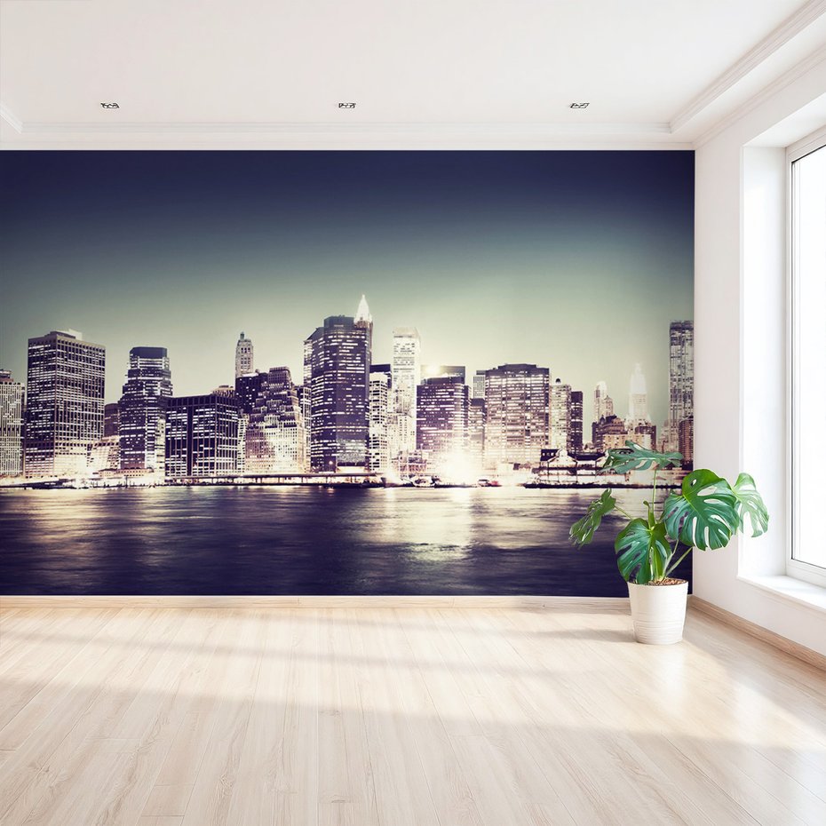 Fototapeta - miasto, noc, woda