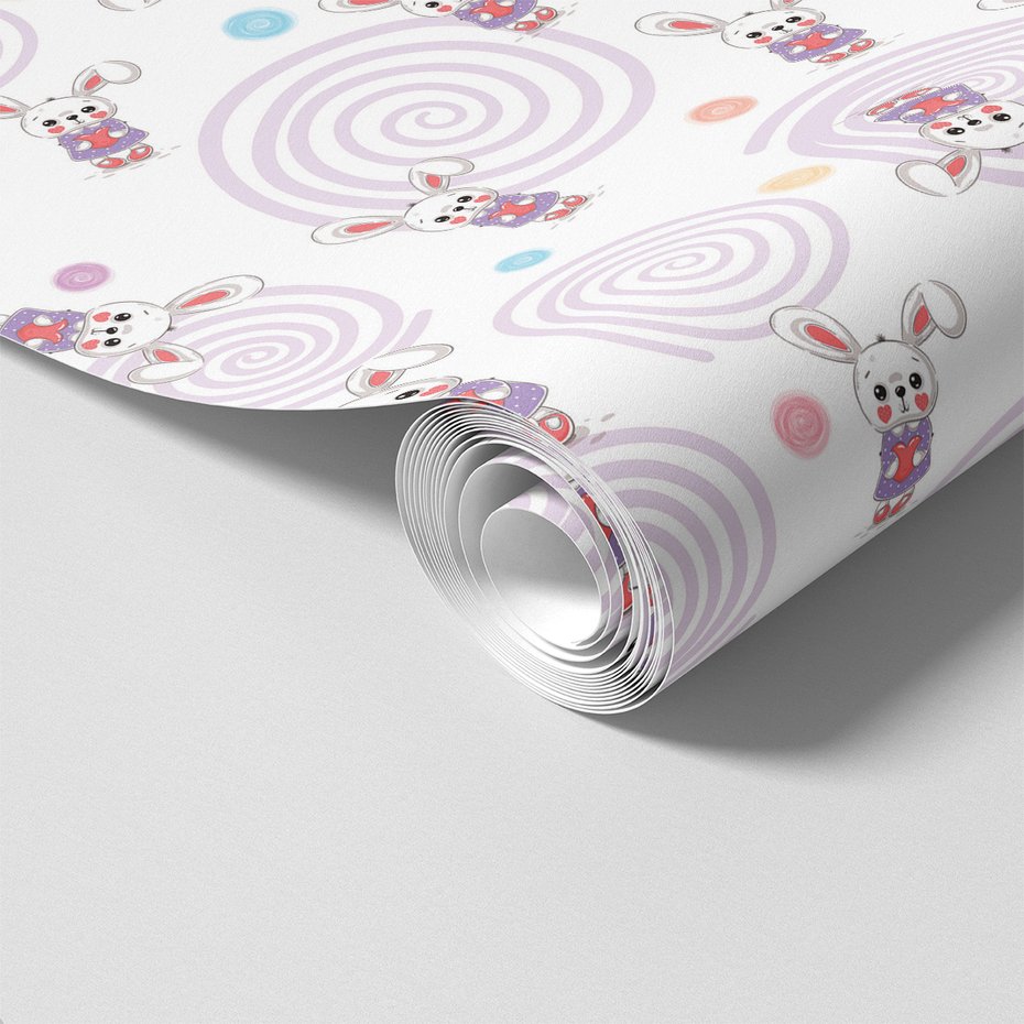 Tapeta - dziecięca, króliki, serca,