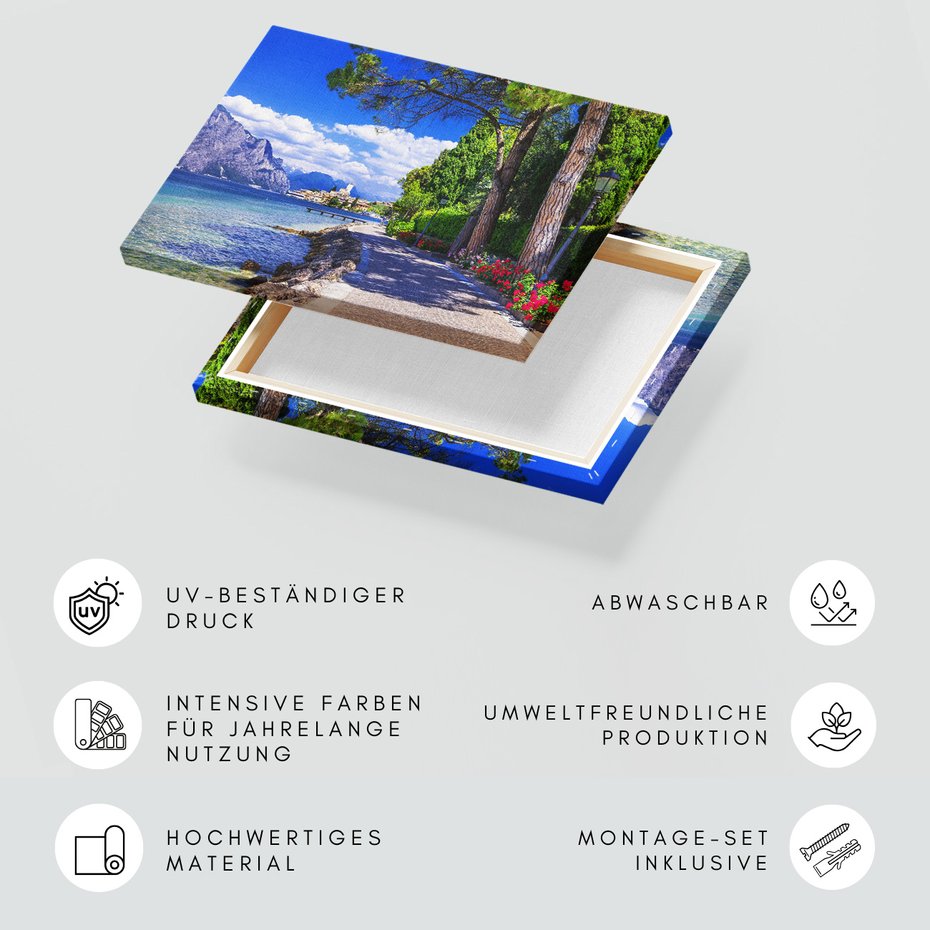 Obraz na płótnie - jezioro, miasto, góry