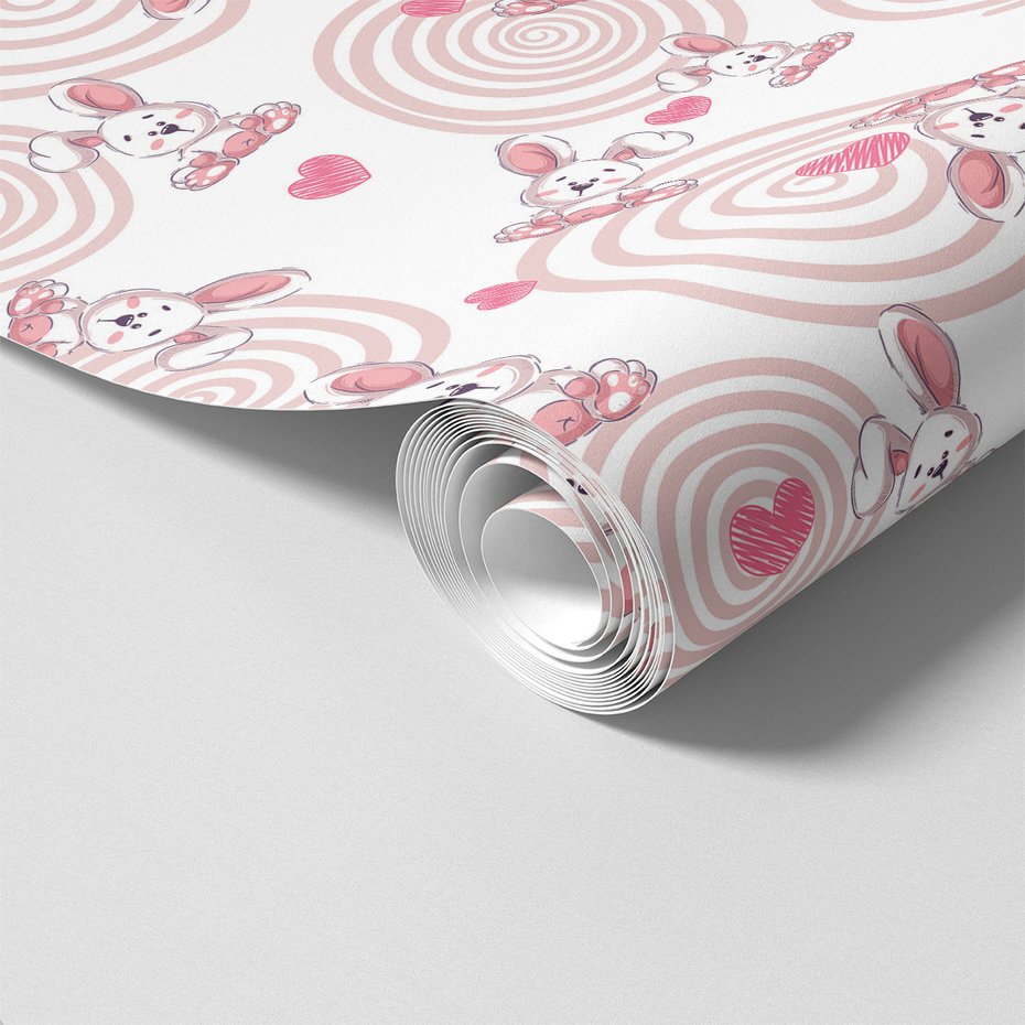 Tapeta - dziecięca, królik, serce, koło