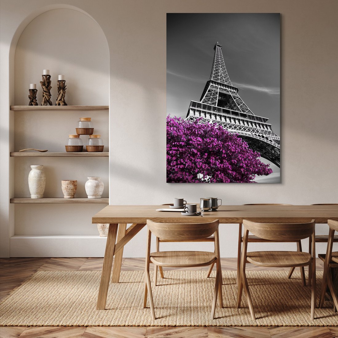 Obraz na płótnie - Wieża Eiffla, Paryż, kwiaty