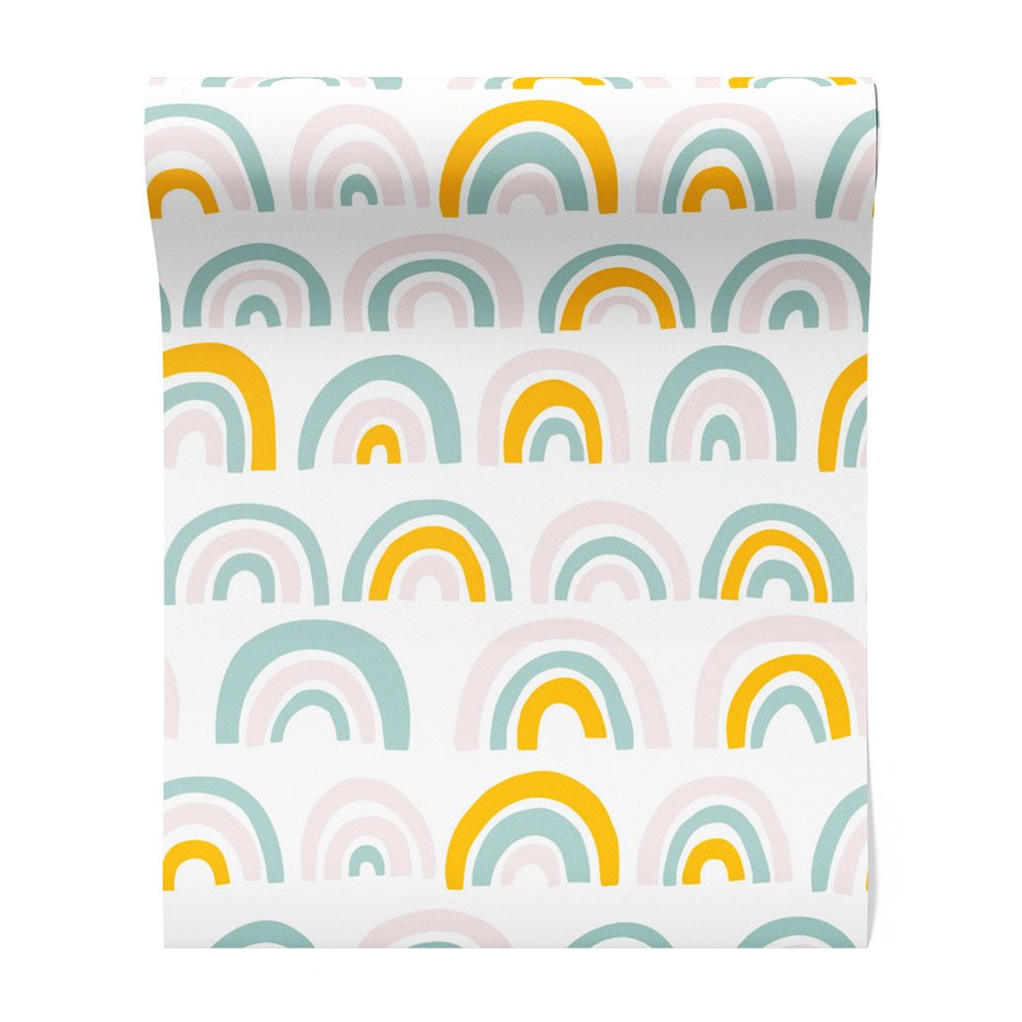 Tapeta - dziecięca, tęcza, wzór, powtarzalność