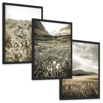 Zestaw obrazy w ramie, plakaty - krajobraz, natura, góry - rama czarna