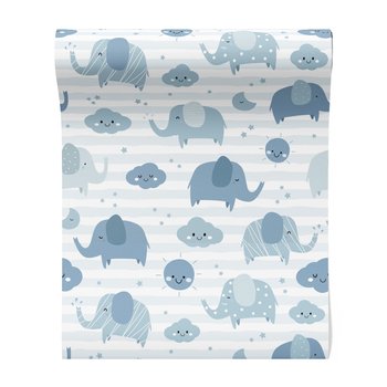 Tapeta - dziecięca, słonie, chmury, słońce