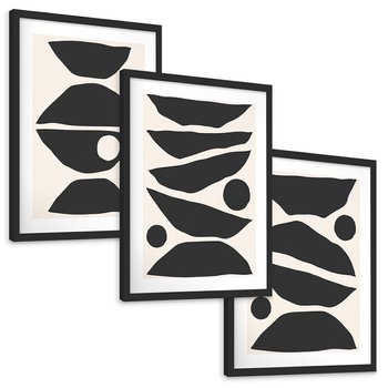 Zestaw obrazy w ramie, plakaty - abstrakcja, minimalizm, kształty - rama czarna