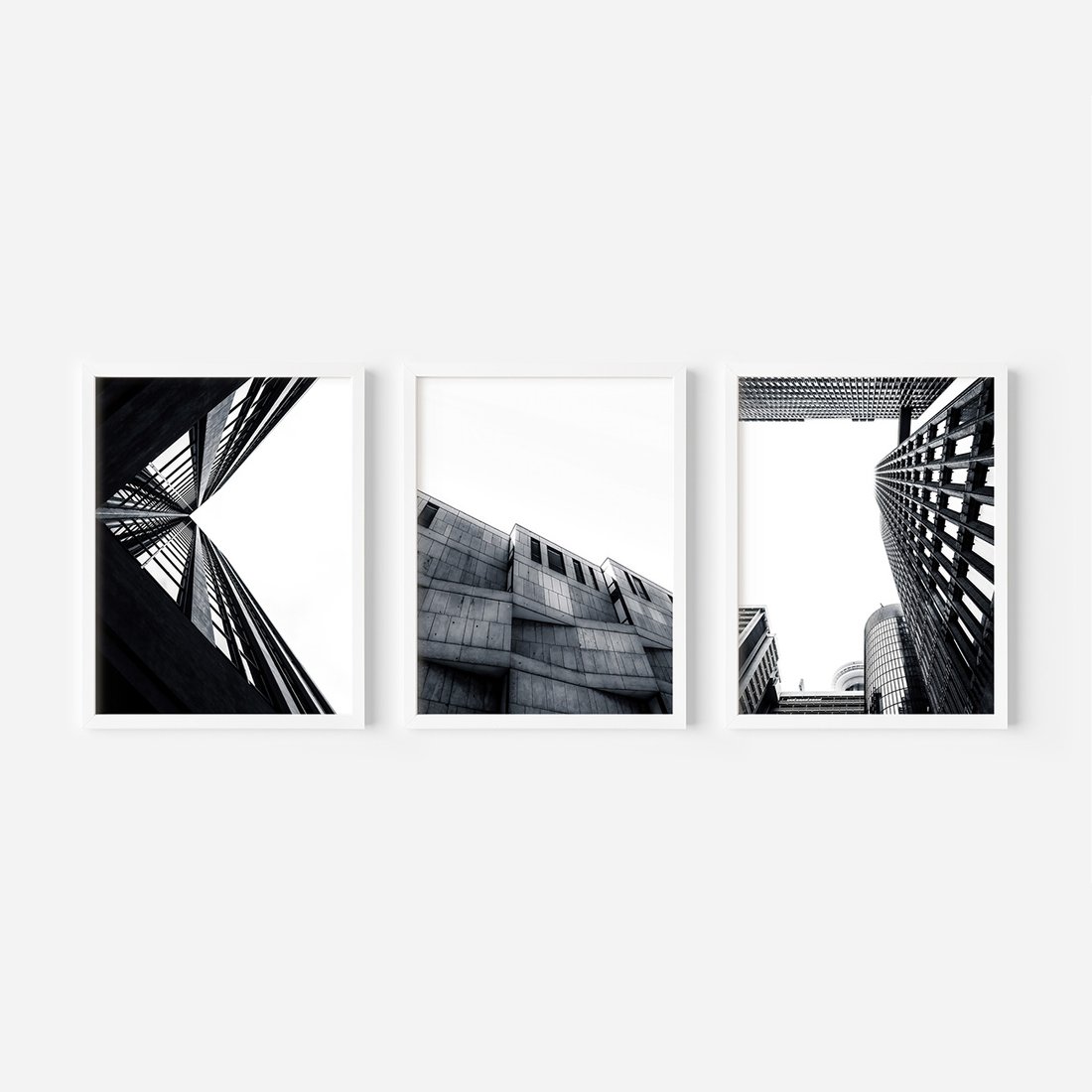 Zestaw obrazy w ramie, plakaty - architektura, budynki, miejski - rama biała