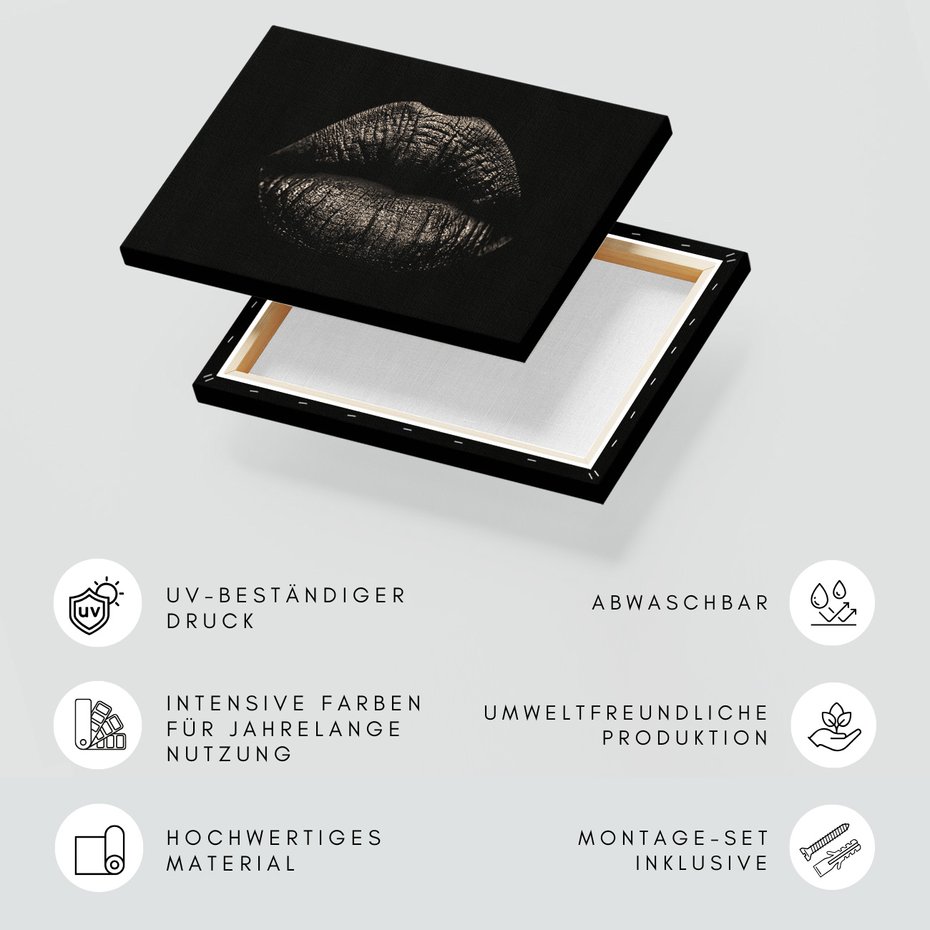 Obraz na płótnie - usta, czarne, błyszczące