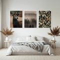 Zestaw obrazy w ramie, plakaty - las, drewno, natura - rama biała