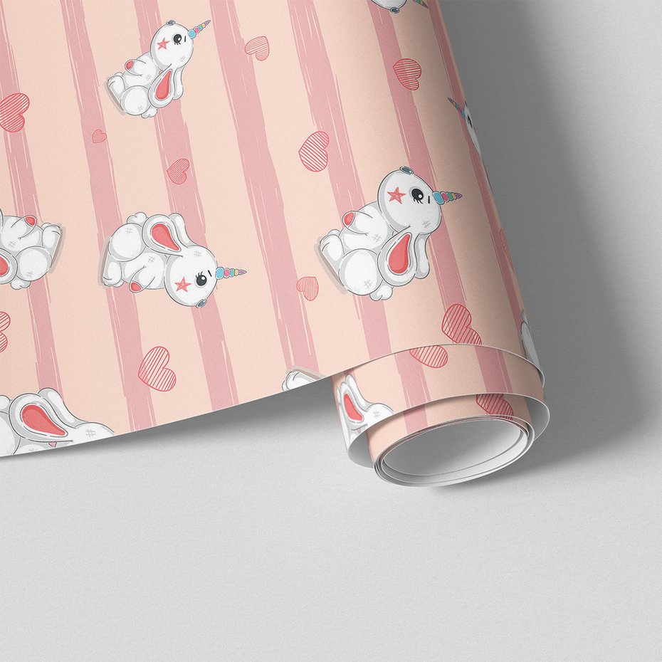 Tapeta - dziecięca, królik, serce, tło