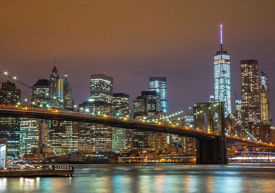 Fototapeta - miasto, most, noc