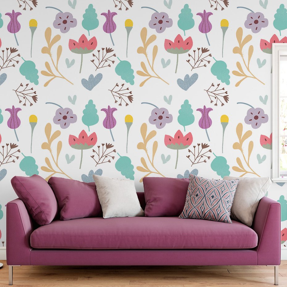 Tapeta - kwiaty, liście, tło