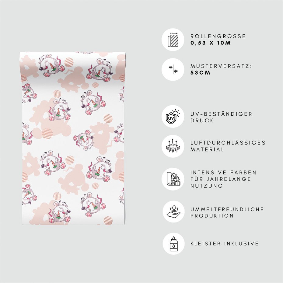 Tapeta - dziecięca, mysz, marchewka, tło