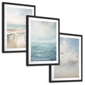Zestaw obrazy w ramie, plakaty - morze, chmury, abstrakcja - rama czarna