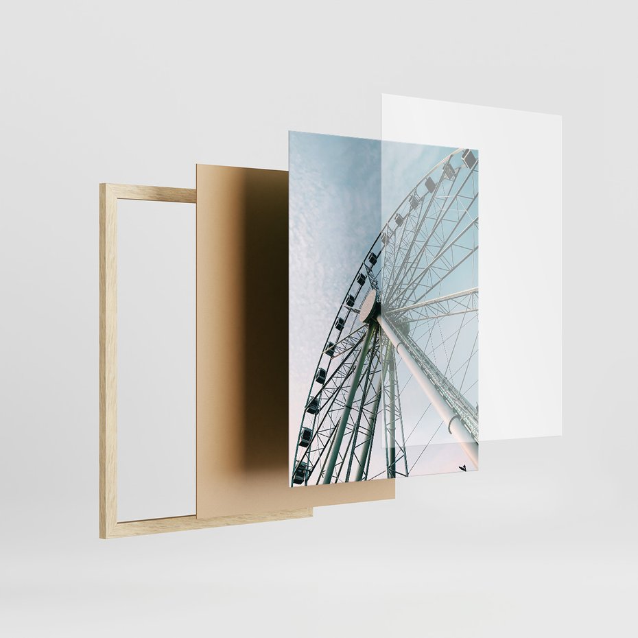 Zestaw obrazy w ramie, plakaty - wakacje, plaża, piasek - rama drewno