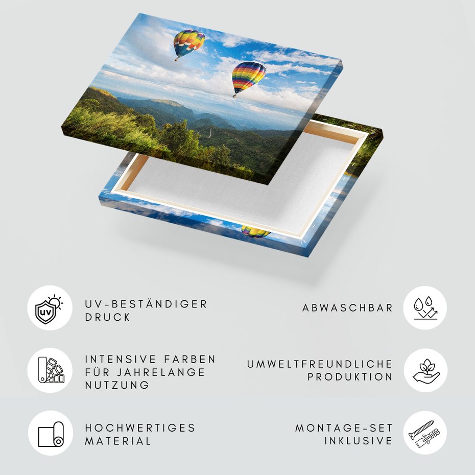 Obraz na płótnie - balony, góry, krajobraz