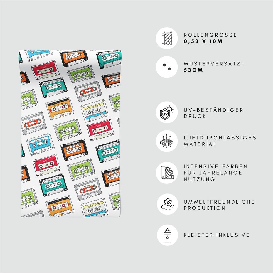 Tapeta - kasety, muzyka, retro