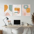 Zestaw obrazy w ramie, plakaty - abstrakcja, pastelowe, kształty - rama biała