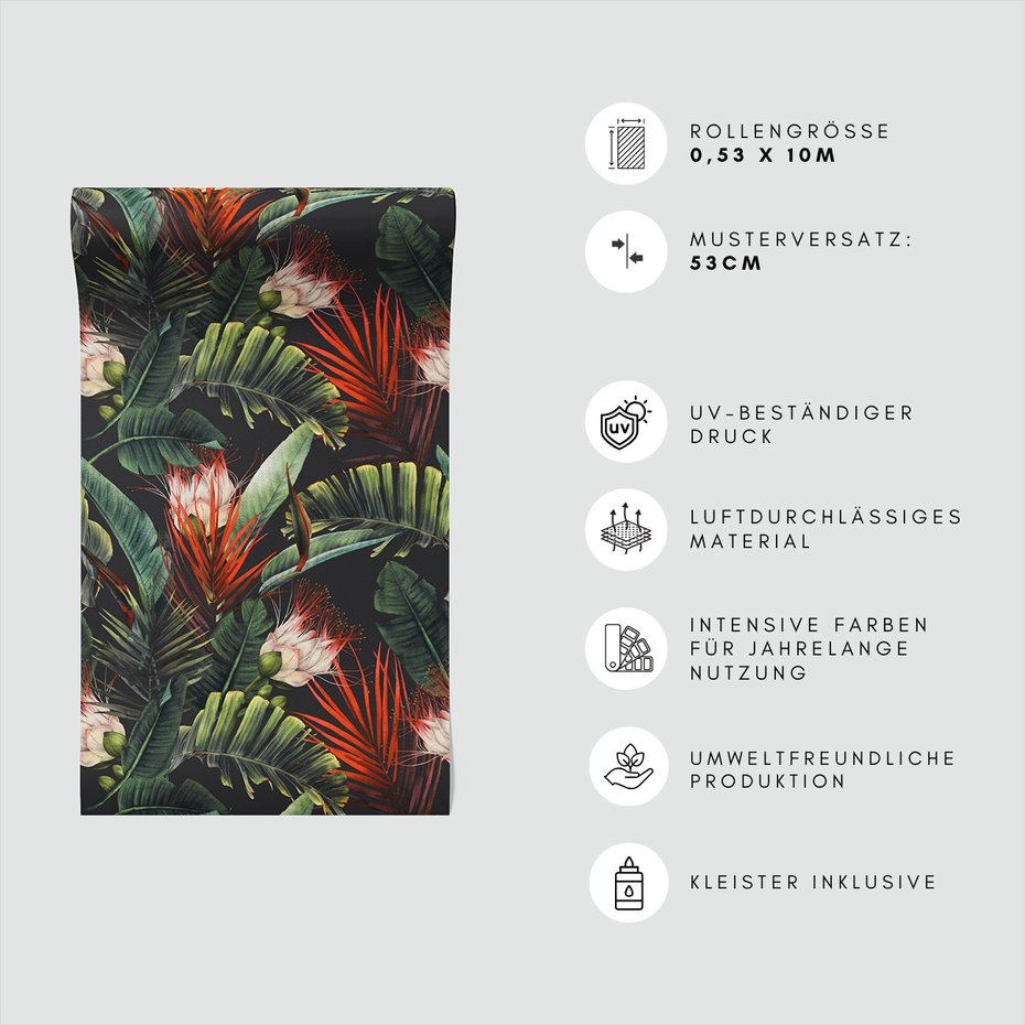 Tapeta - kwiaty, liście, tropiki