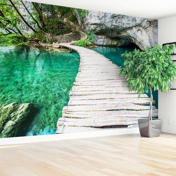 Fototapeta - jezioro, most, las