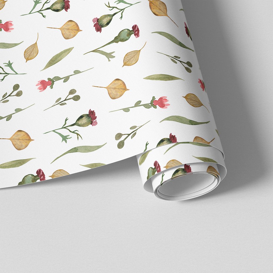 Tapeta - liście, kwiaty, wzór