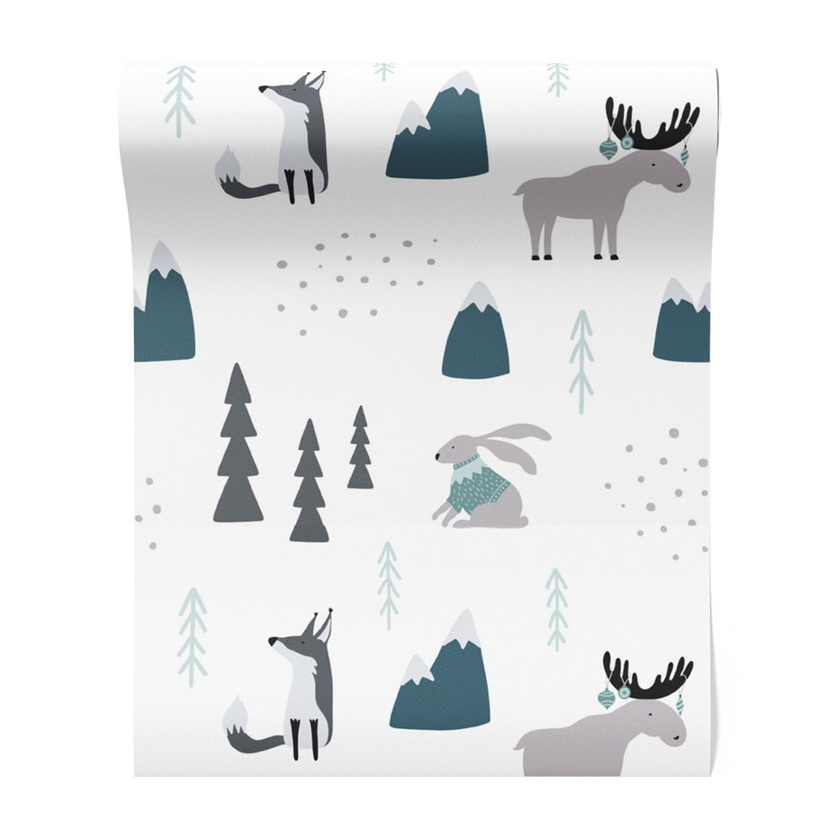 Tapeta - dziecięca, lisy, góry,