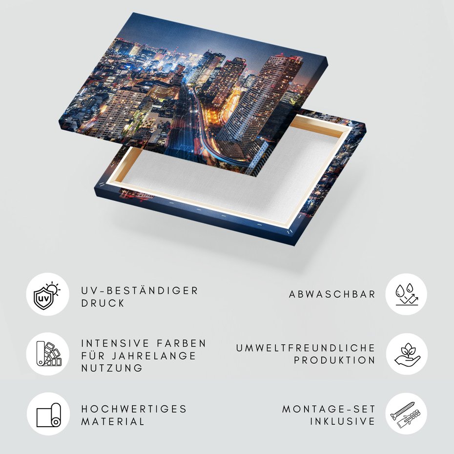 Obraz na płótnie - miasto, noc, budynki