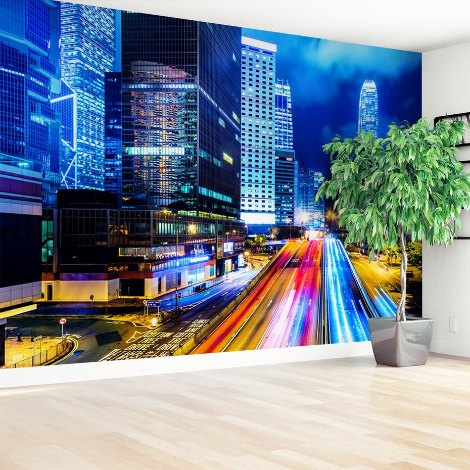 Fototapeta - miasto, noc, budynki