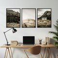 Zestaw obrazy w ramie, plakaty - góry, domy, krajobraz - rama czarna