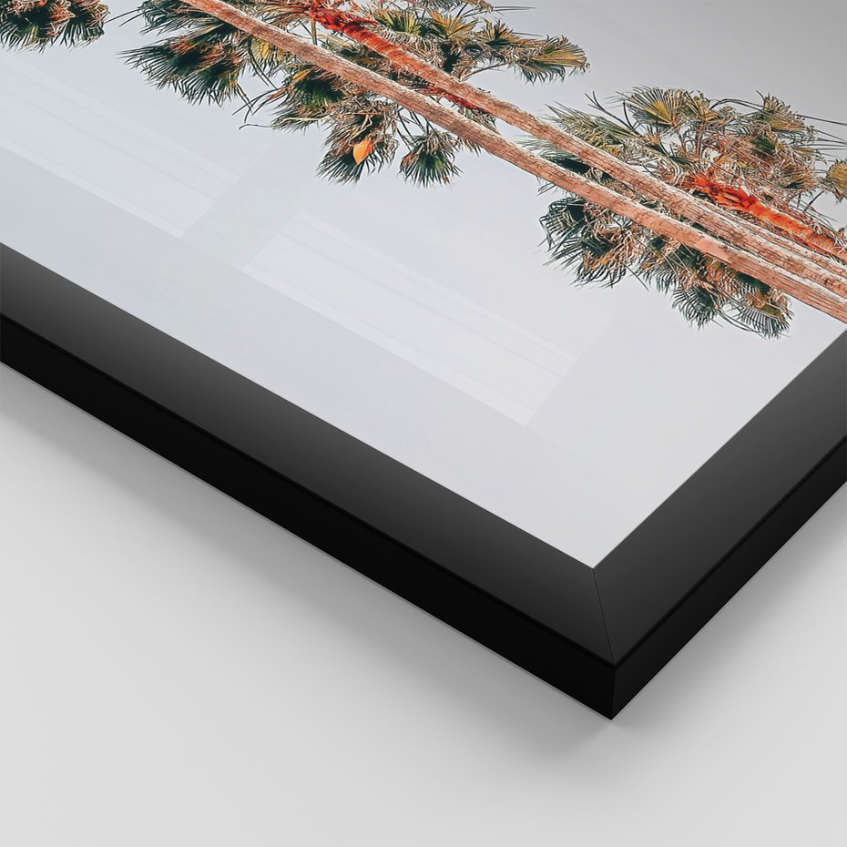 Zestaw obrazy w ramie, plakaty - palmy, tropikalny, lato - rama czarna