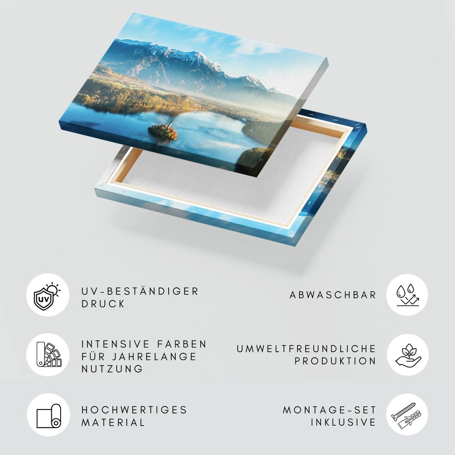 Obraz na płótnie - jezioro, góry, wyspa