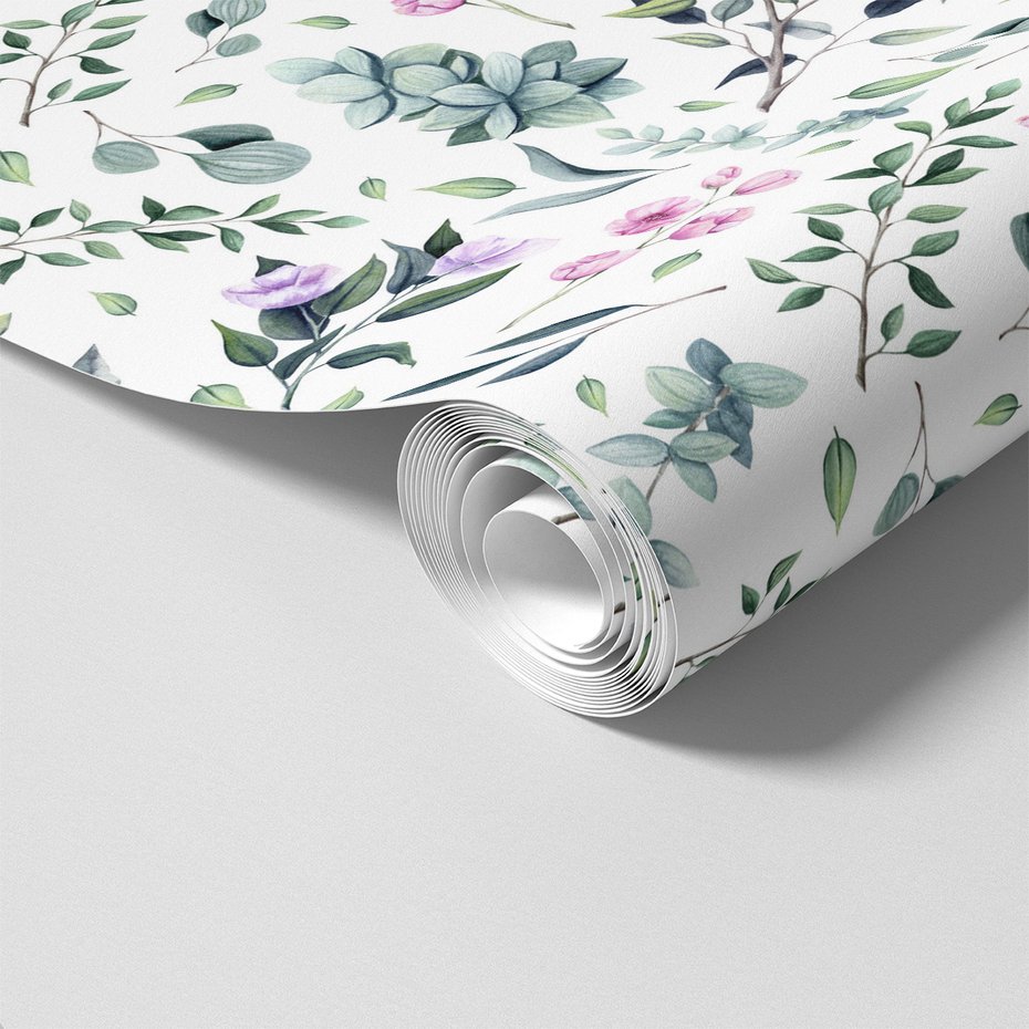 Tapeta - kwiaty, liście, gałęzie