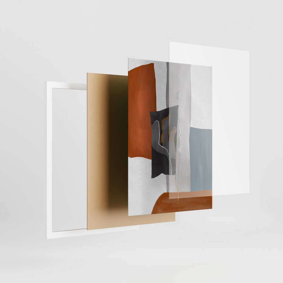 Zestaw obrazy w ramie, plakaty - abstrakcja, geometria, nowoczesność - rama biała