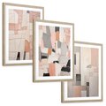 Zestaw obrazy w ramie, plakaty - abstrakcja, pastelowe, geometryczne - rama drewno