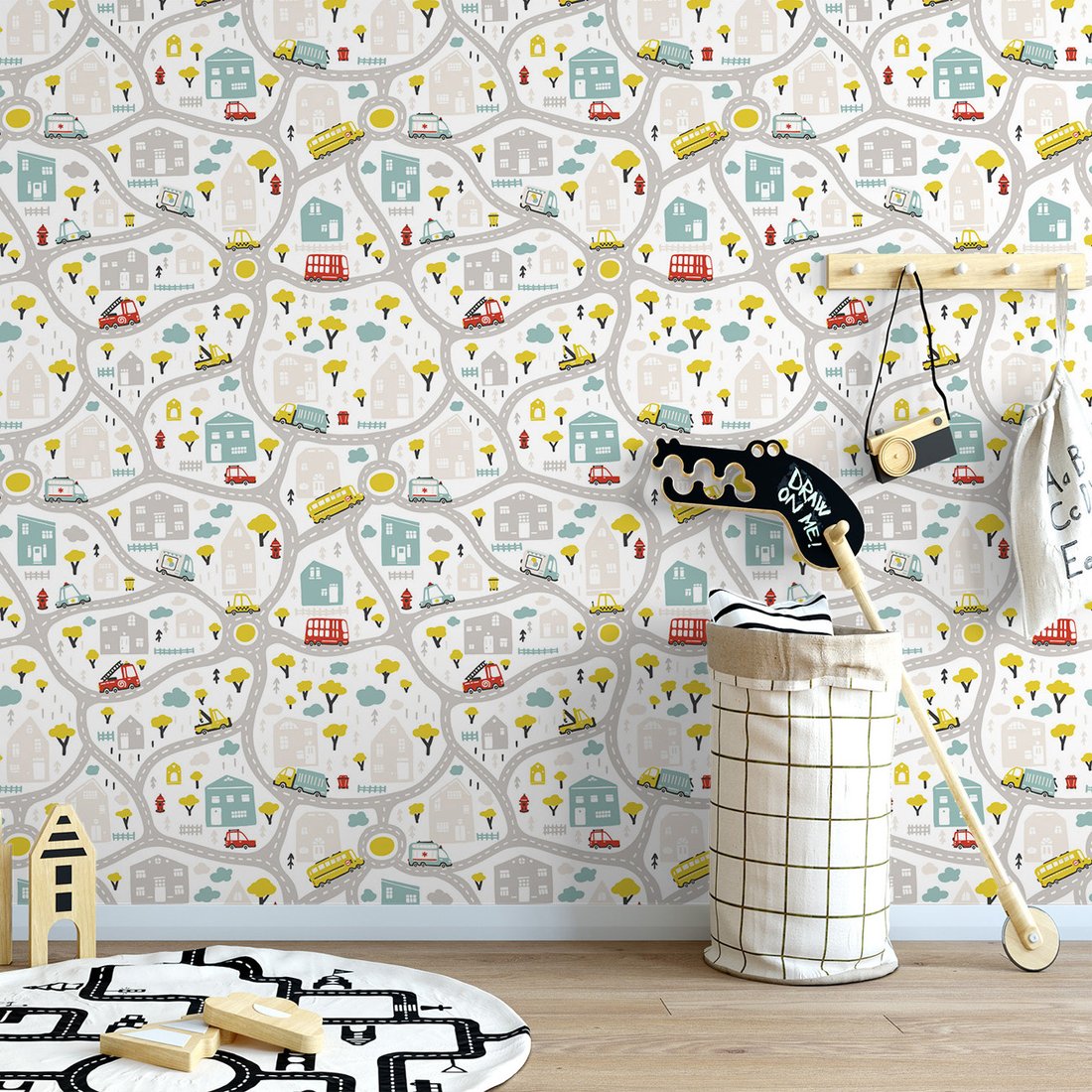 Tapeta - dziecięca, miasto, ulice,